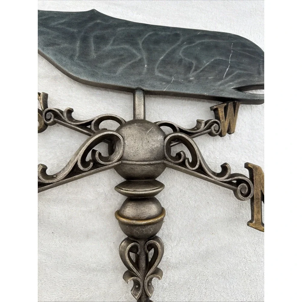 Vtg 1964 Syroco Whale Weather Vane 3D Wall Art !! Silver & Gold HTF !!